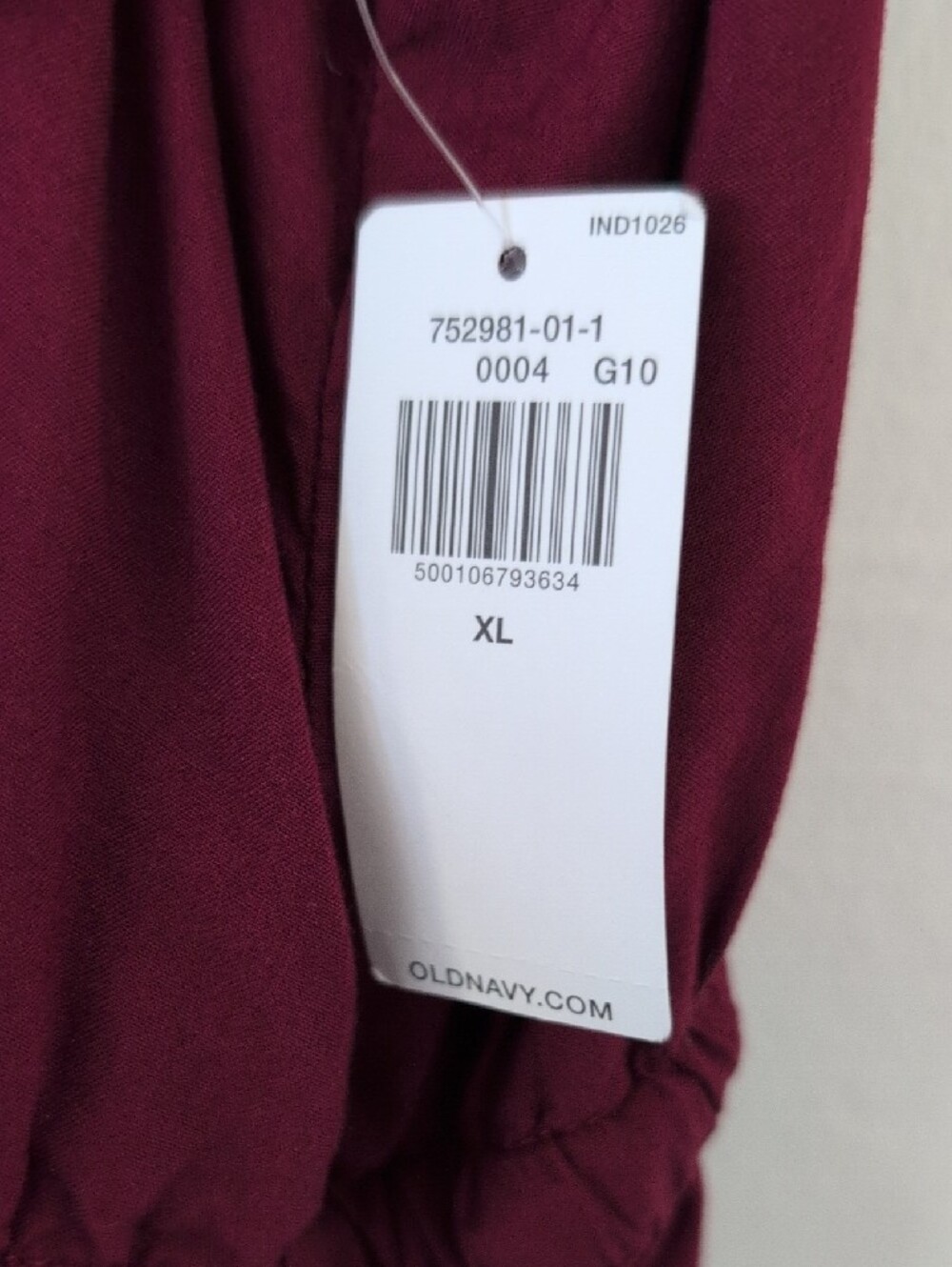 New Old Navy Wine Burgundy Ruffle Midi Short Sleeve Dress Elastic Waist Sz XL - Picture 2 of 7